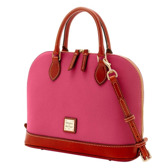 Dooney & Bourke Pink Leather Zip Zip Satchel Pebble Grain NWOT - Picture 1 of 16